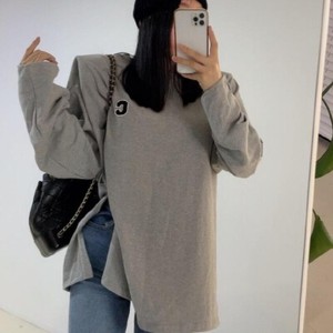 26090061 트렌디 자수 레터링 긴팔 티셔츠