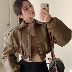 26090080 크롭 레더 자켓
