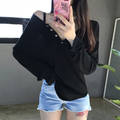 26090082  베이직 솔리드 루즈핏 드레이프 긴팔 티셔츠