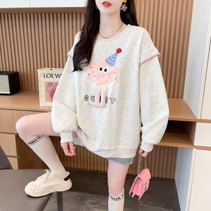 26090116 빅사이즈 벨벳 카툰 라운드 맨투맨 티