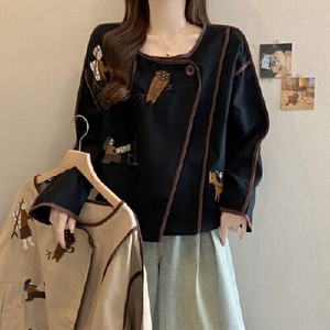 26090123 면마혼방 자수 크롭 자켓
