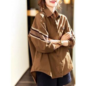 26090195 26090195 라인배색 언발 루즈 블라우스