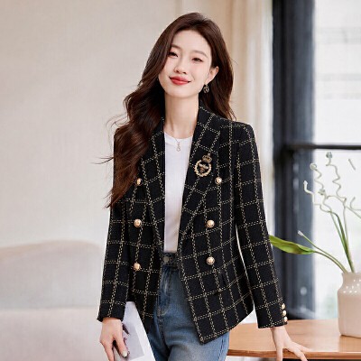 26090211 카라넥 체크 정장자켓