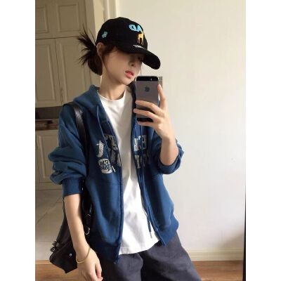 26090217 빈티지 레터링 프린팅 루즈핏 후드 집업 점퍼