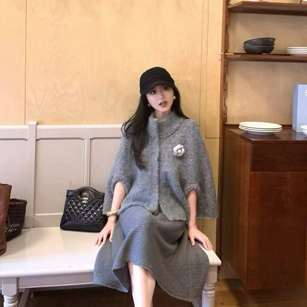 케이프 망토 스커트 세트