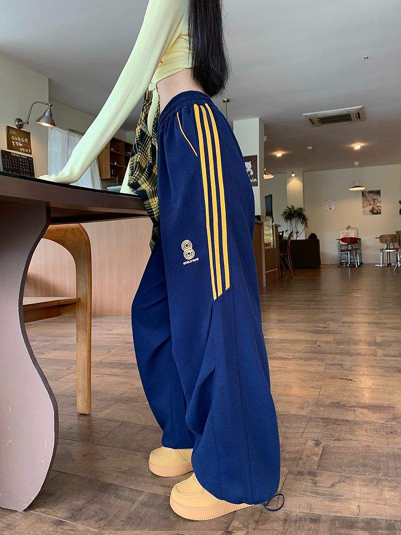 삼선 배색 와이드 조거 트레이닝 팬츠
