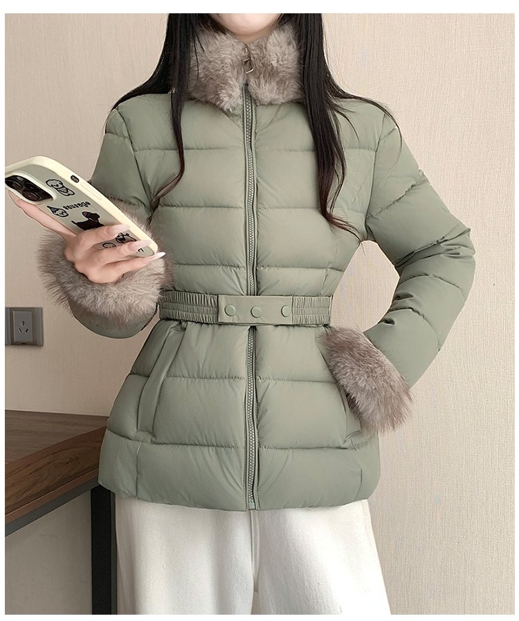 퍼 트리밍 벨티드 숏 패딩