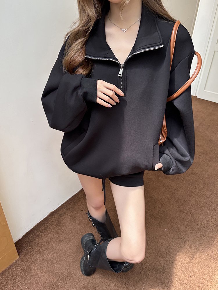 오버핏 반집업 아노락 맨투맨