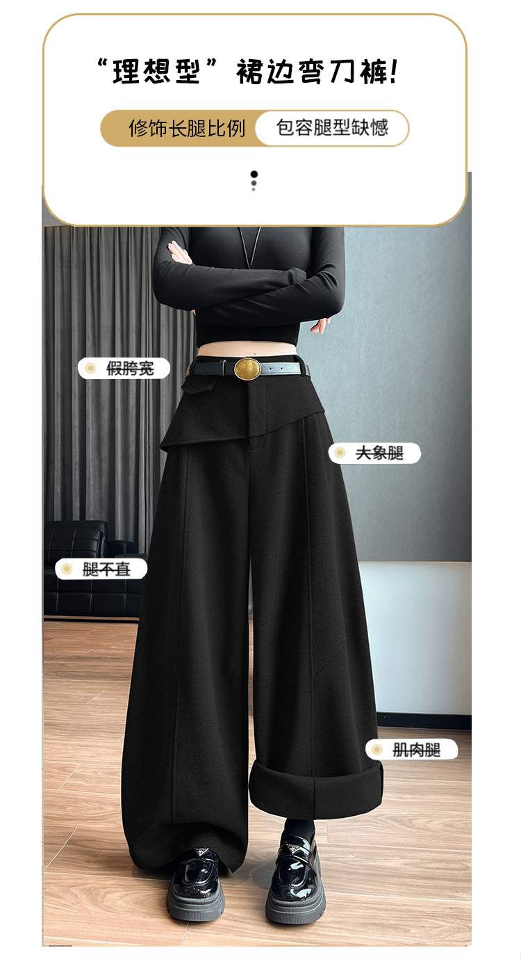 더블 허리 요크 핀턱 벌룬 와이드 팬츠