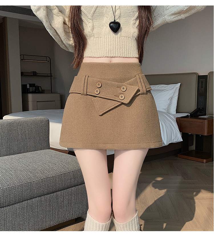 더블 버튼 랩 비조 속바지 미니스커트