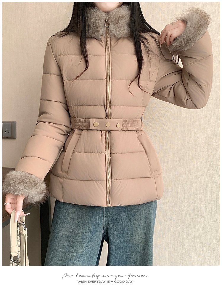 퍼 트리밍 벨티드 숏 패딩