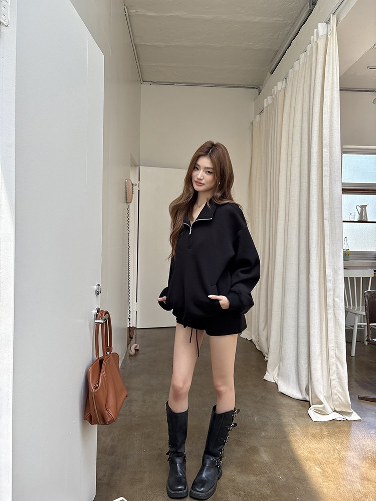 오버핏 반집업 아노락 맨투맨