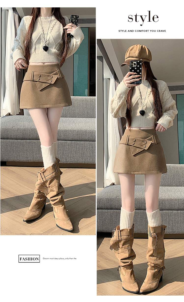 더블 버튼 랩 비조 속바지 미니스커트