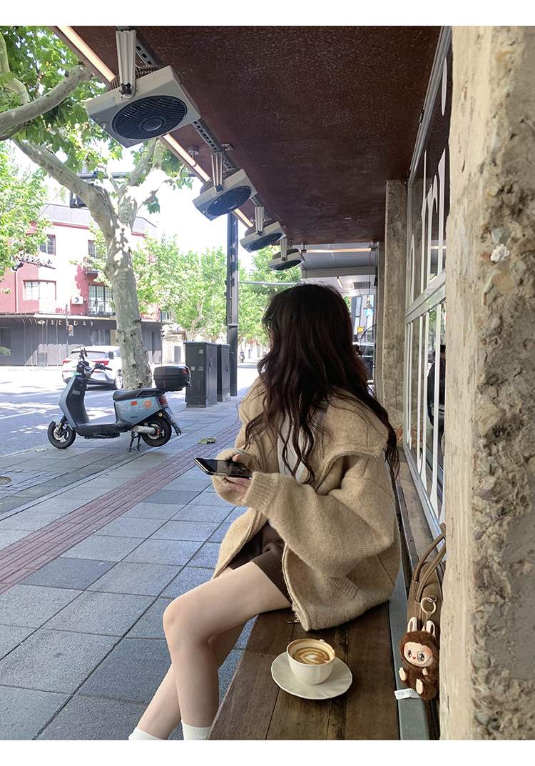 빅카라 집업 모헤어 니트 가디건