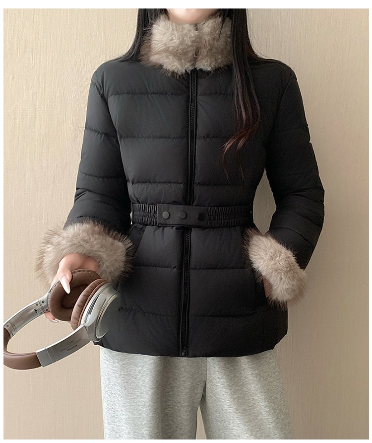 퍼 트리밍 벨티드 숏 패딩