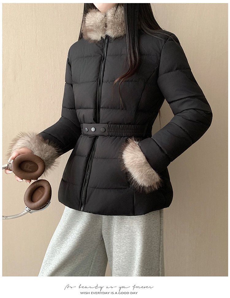 퍼 트리밍 벨티드 숏 패딩