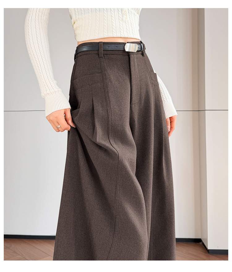 절개 핀턱 포켓 패치 와이드 슬랙스