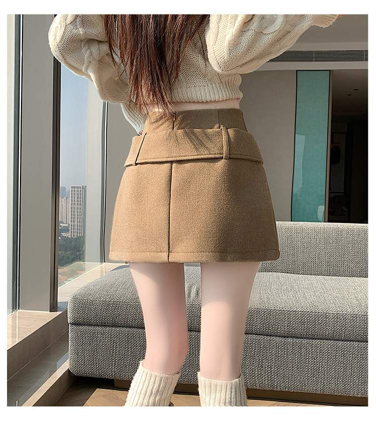더블 버튼 랩 비조 속바지 미니스커트