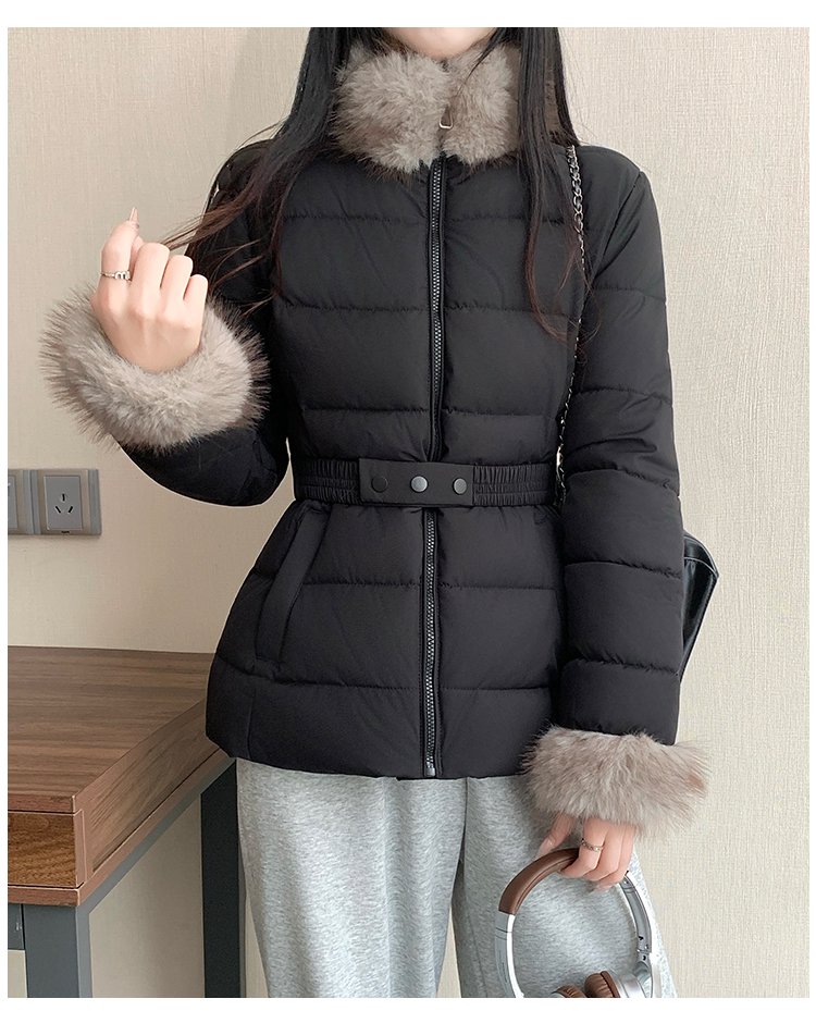퍼 트리밍 벨티드 숏 패딩