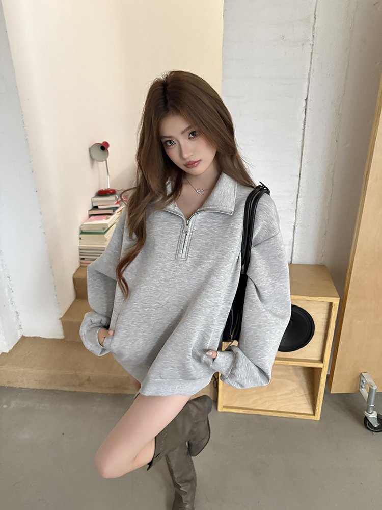 오버핏 반집업 아노락 맨투맨