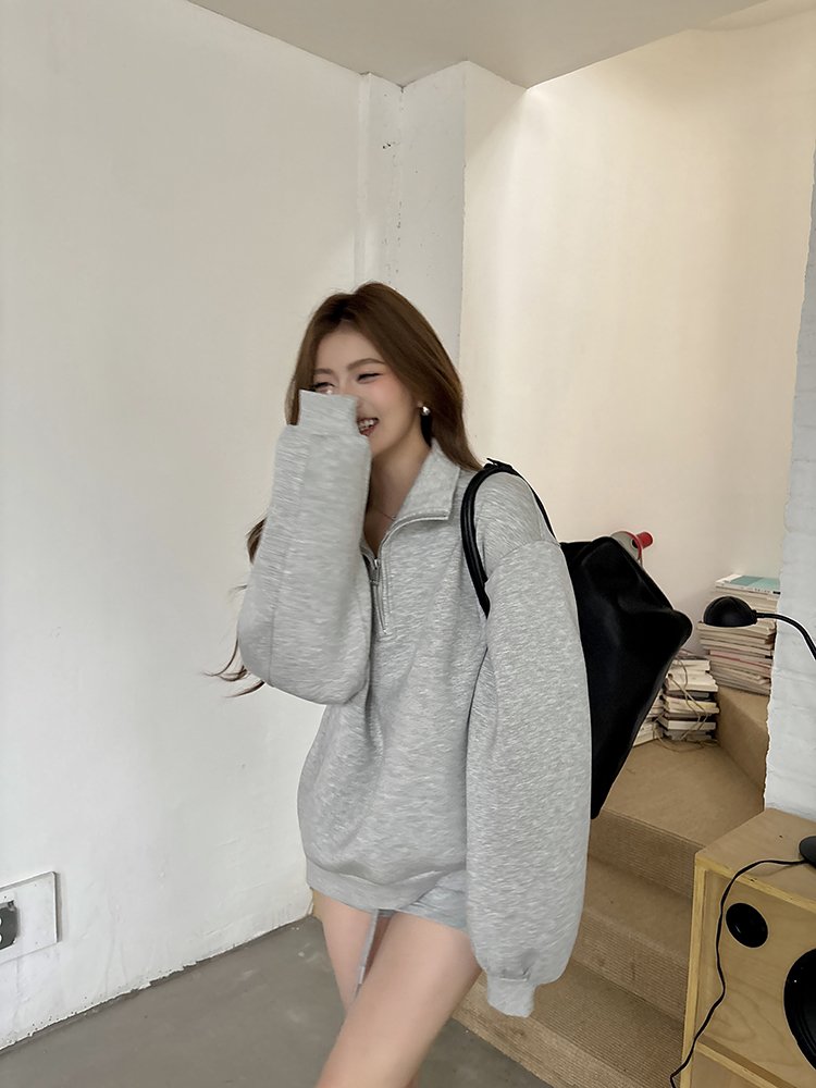 오버핏 반집업 아노락 맨투맨