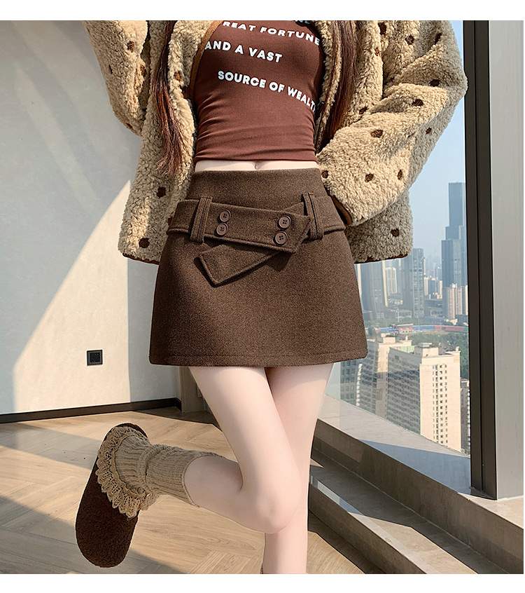 더블 버튼 랩 비조 속바지 미니스커트