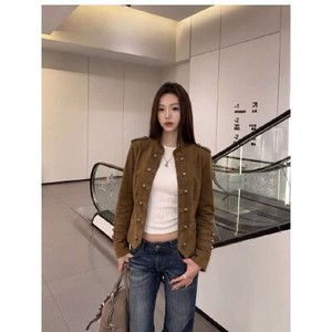 26100041 빈티지 스웨이드 금장 버튼 나폴레옹 자켓