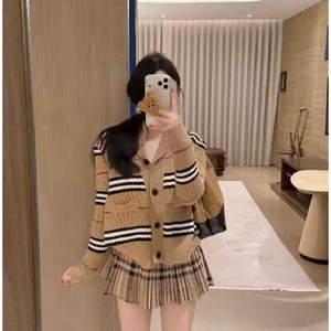 26100103 체크 케이블 숄카라 포켓 가디건