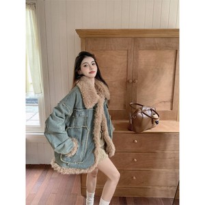 26100121 빈티지 데미지 워싱 데님 퍼 카라 오버핏 자켓