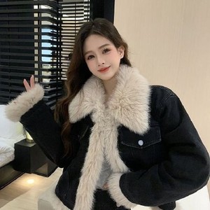 26100122 흑청 퍼 카라 패딩 데님 자켓