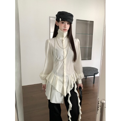 26100168 언발 러플 드레이프 셔츠 블라우스