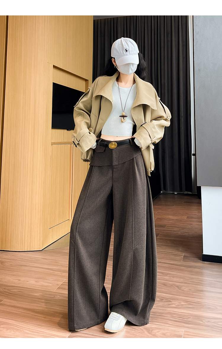 더블 허리 요크 핀턱 벌룬 와이드 팬츠