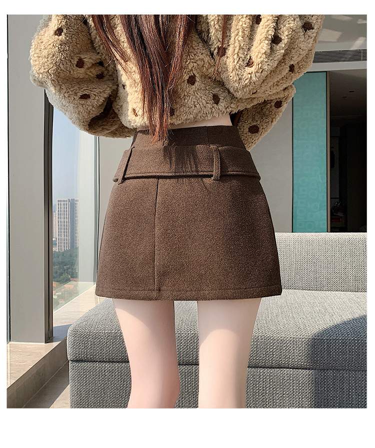 더블 버튼 랩 비조 속바지 미니스커트