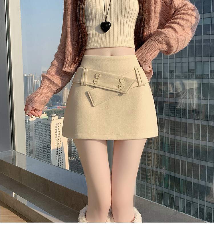 더블 버튼 랩 비조 속바지 미니스커트