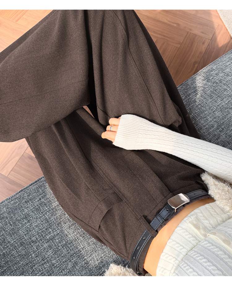 절개 핀턱 포켓 패치 와이드 슬랙스