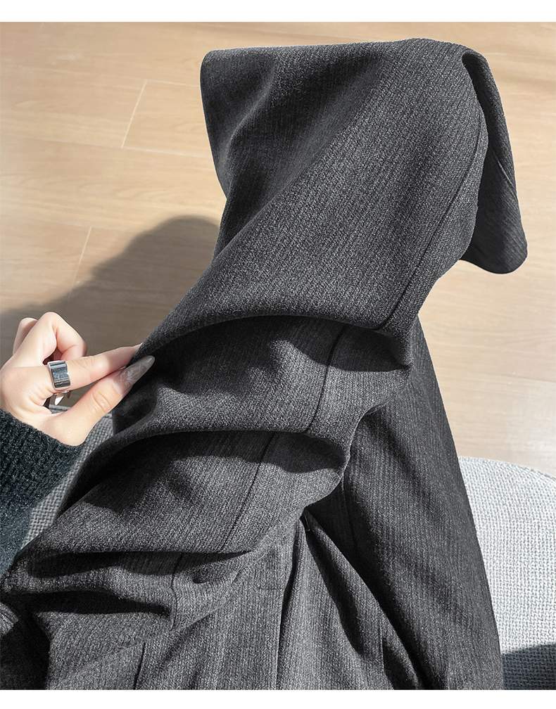 센터 절개 핀턱 모직혼방 와이드 슬랙스