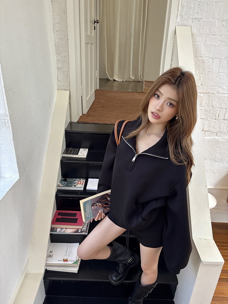 오버핏 반집업 아노락 맨투맨