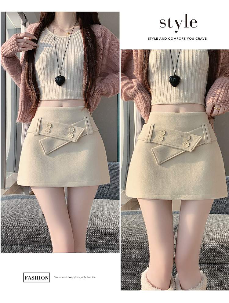 더블 버튼 랩 비조 속바지 미니스커트