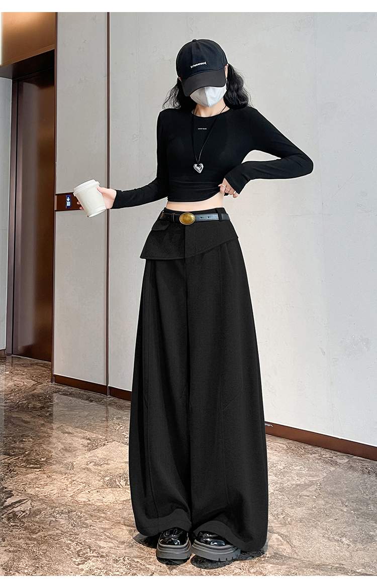 더블 허리 요크 핀턱 벌룬 와이드 팬츠