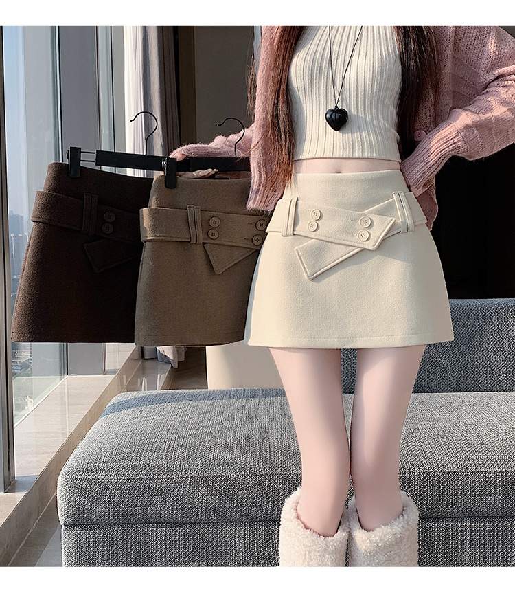 더블 버튼 랩 비조 속바지 미니스커트