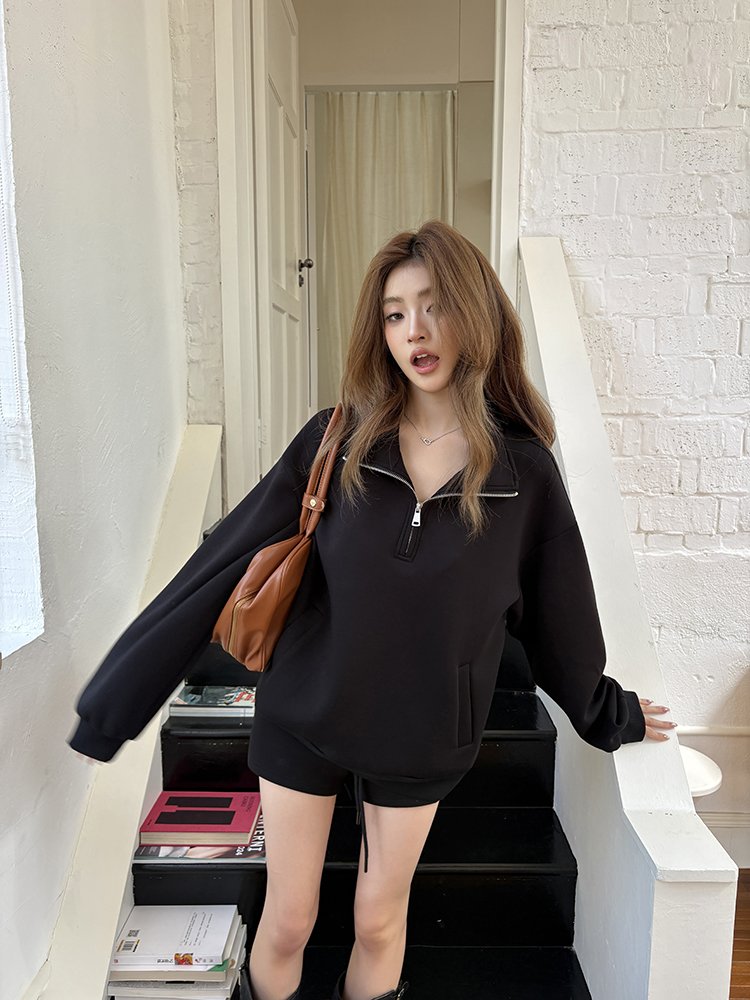 오버핏 반집업 아노락 맨투맨