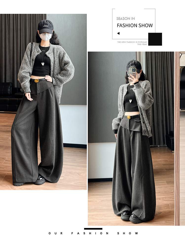 더블 허리 요크 핀턱 벌룬 와이드 팬츠