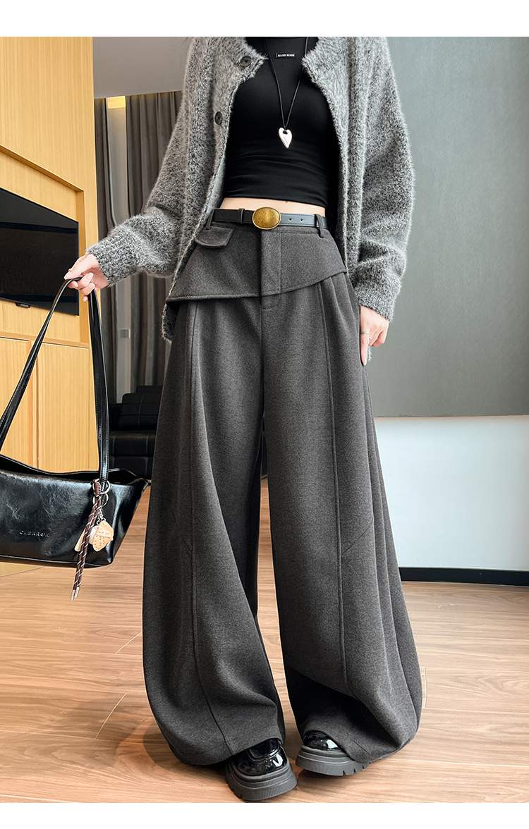 더블 허리 요크 핀턱 벌룬 와이드 팬츠