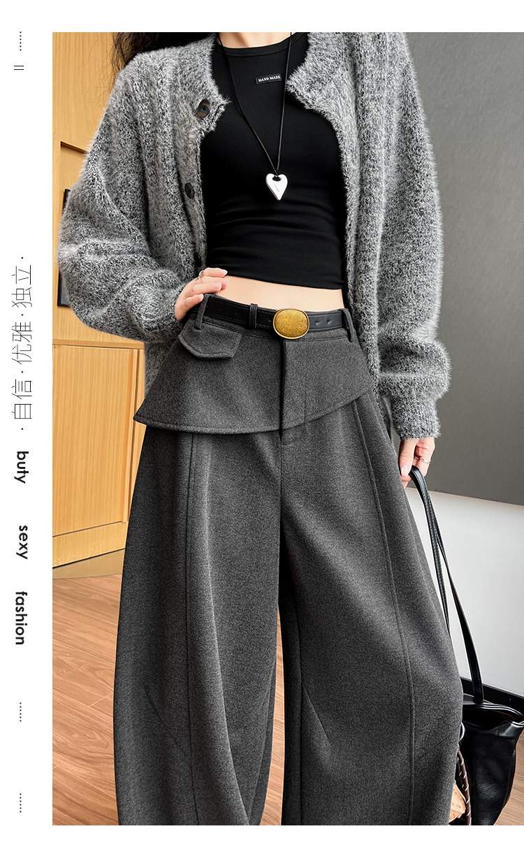 더블 허리 요크 핀턱 벌룬 와이드 팬츠