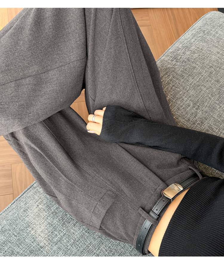 절개 핀턱 포켓 패치 와이드 슬랙스