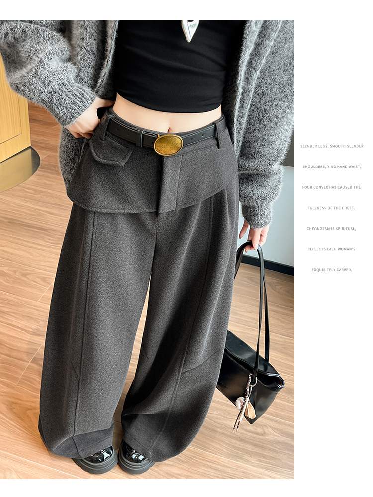 더블 허리 요크 핀턱 벌룬 와이드 팬츠