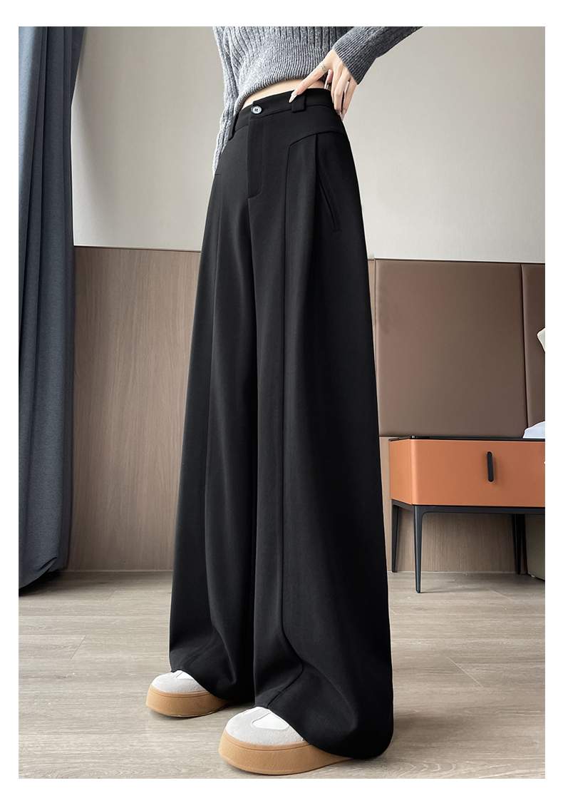 센터 절개 핀턱 모직혼방 와이드 슬랙스