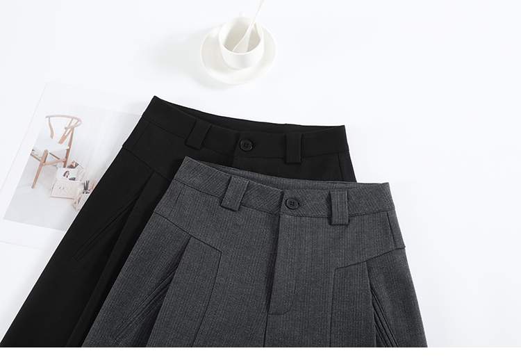센터 절개 핀턱 모직혼방 와이드 슬랙스
