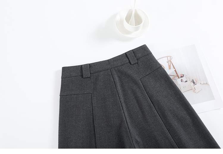 센터 절개 핀턱 모직혼방 와이드 슬랙스