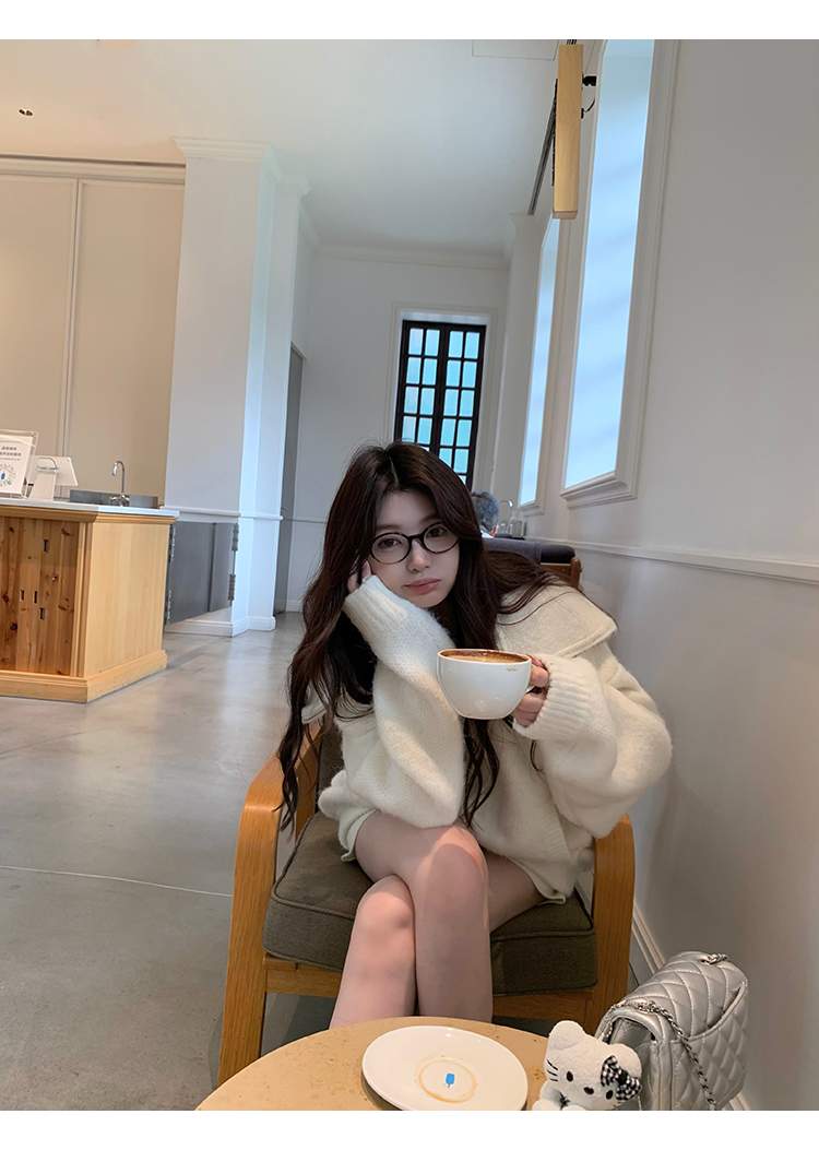 빅카라 집업 모헤어 니트 가디건